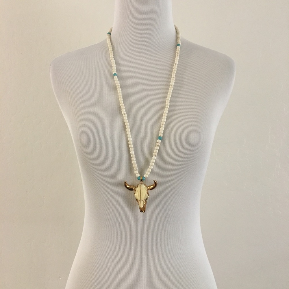 Handmade Longhorn Skull boho necklace